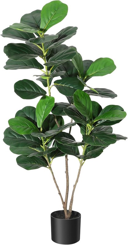 Gaomon 4Ft Fiddle Leaf Fig Artificial Tree Faux Floor Plant Black Planter Pot gallery