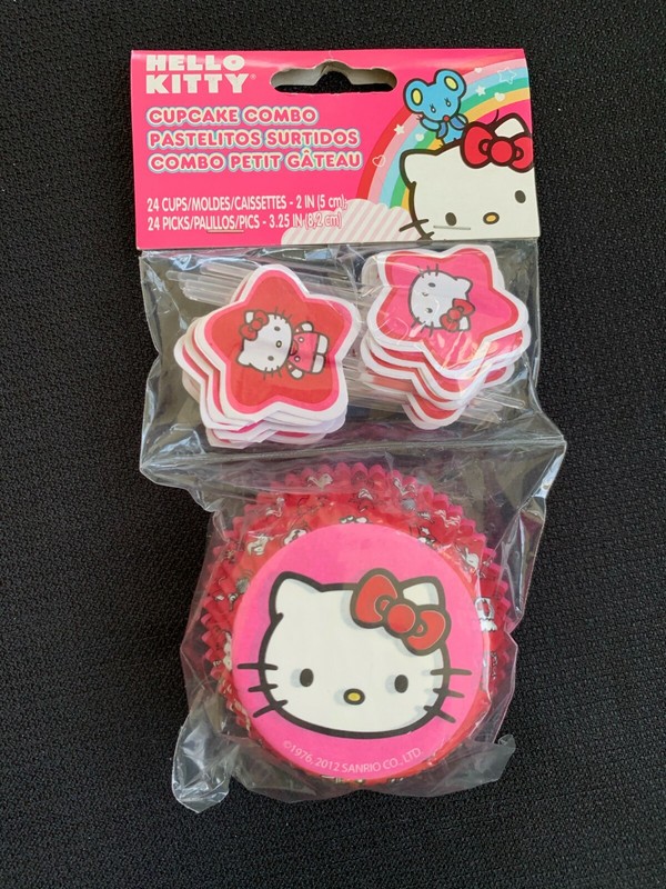 Hello Kitty Cupcake Baking Cup Liners And Picks Combo 24 cups 24 picks