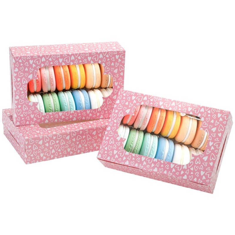 Cookie Boxes 8×5.3×2 Inches Window Treat Dessert Pastry Pink Love 24 PCS