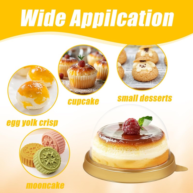 100 Pack Clear Plastic Mini Cake with Dome Lids,Plastic Mini Cupcake Containe... gallery