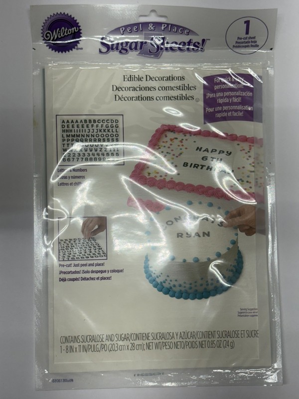 Wilton Peel & Place Sugar Sheets Edible Stencils NEW gallery