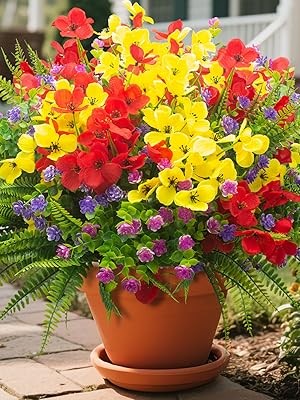 20 Pas Artificial Flowers Outdoor, Faux Plants UV Resistant gallery