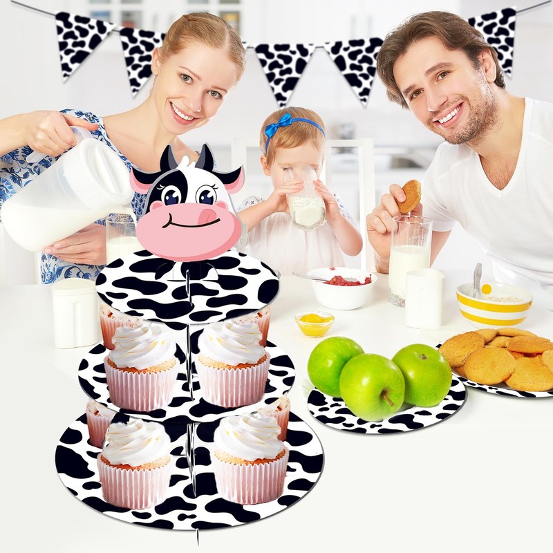 Milk Cow Cupcake Stand, 3-Tier Cupcake Holder Dessert Tower for Wedding Birth... gallery