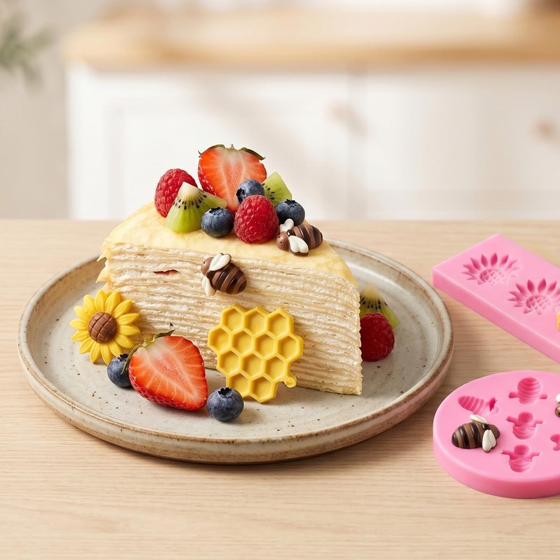 4 Pcs Bumble Bee Silicone Mold, Honeycomb Sunflower Fondant Molds, Bee Mold H... gallery
