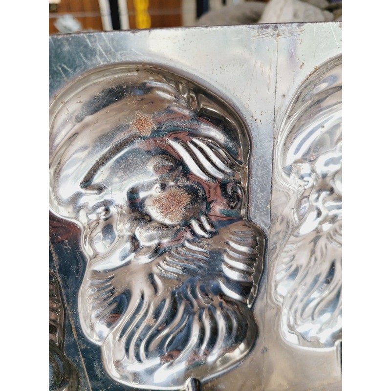 Large Vintage Metal Santa Chocolate Mold | 16 Cavity Candy Baking Craft Tray gallery