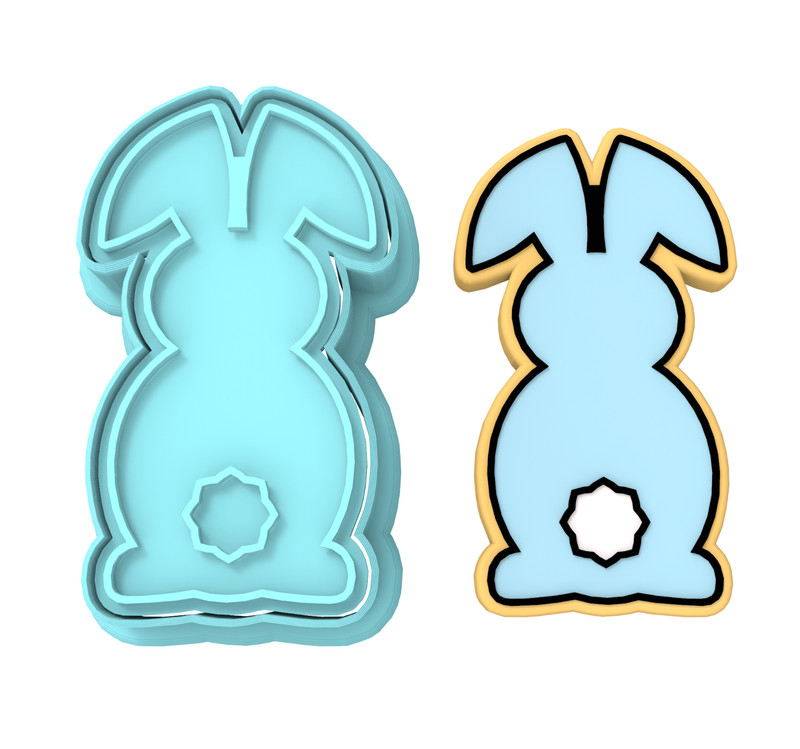 Bunny Facing Forward Cookie Cutter & Stamp #3| Rabbit Spring Ears Bunnies Easter
