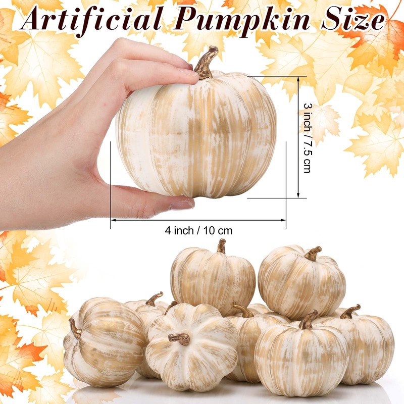 Liliful 24 Pack 4 Inch Fall Harvest Gold Artificial Pumpkins Crafts Rustic gallery