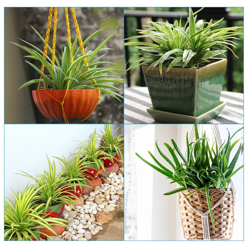 18" Artificial Fake Plants Grass, 12Pcs Plastic Outdoor Fake Grass, Purple Green gallery