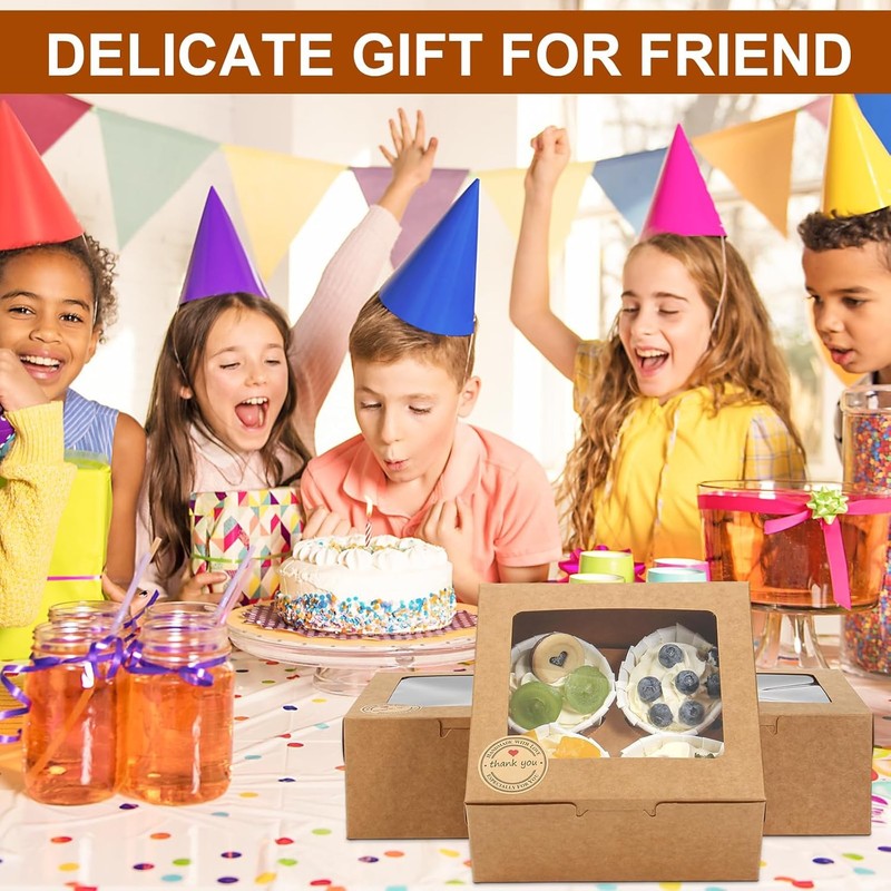 Cupcake Boxes With Window Set of 50 Recyclable Bakery Containers for Pastry D... gallery