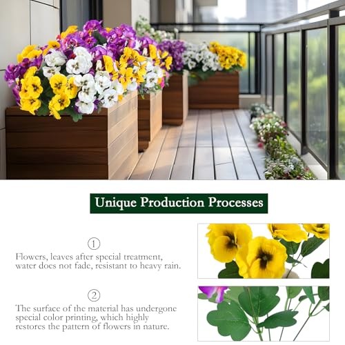 Bundles Artificial Flowers Outdoor UV Resistant 12 Yellow, White, Purple gallery