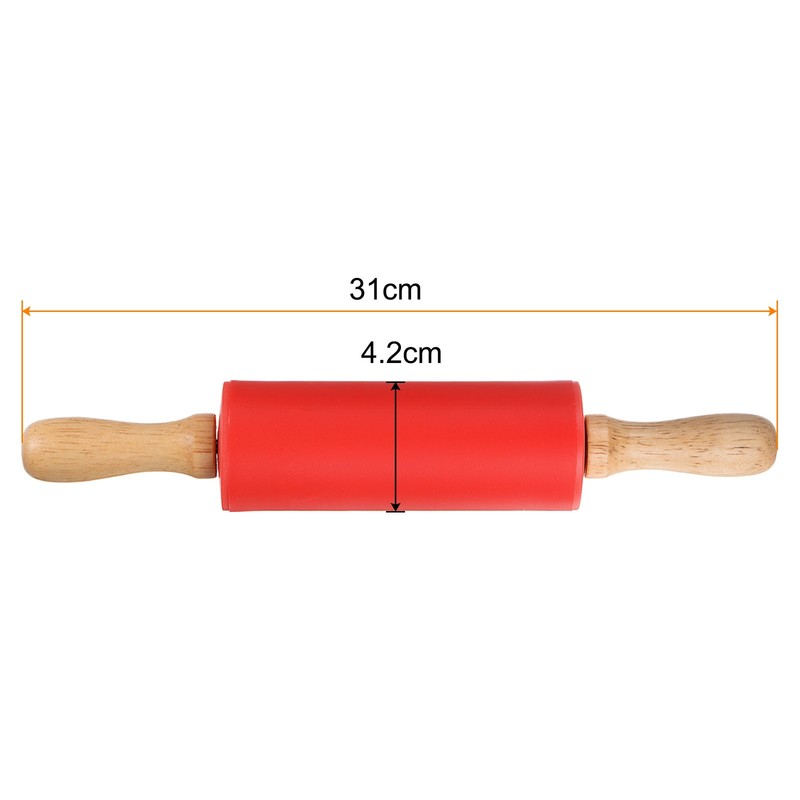 Silicone Rolling Pins for Baking 31cm x 4.2cm Red gallery