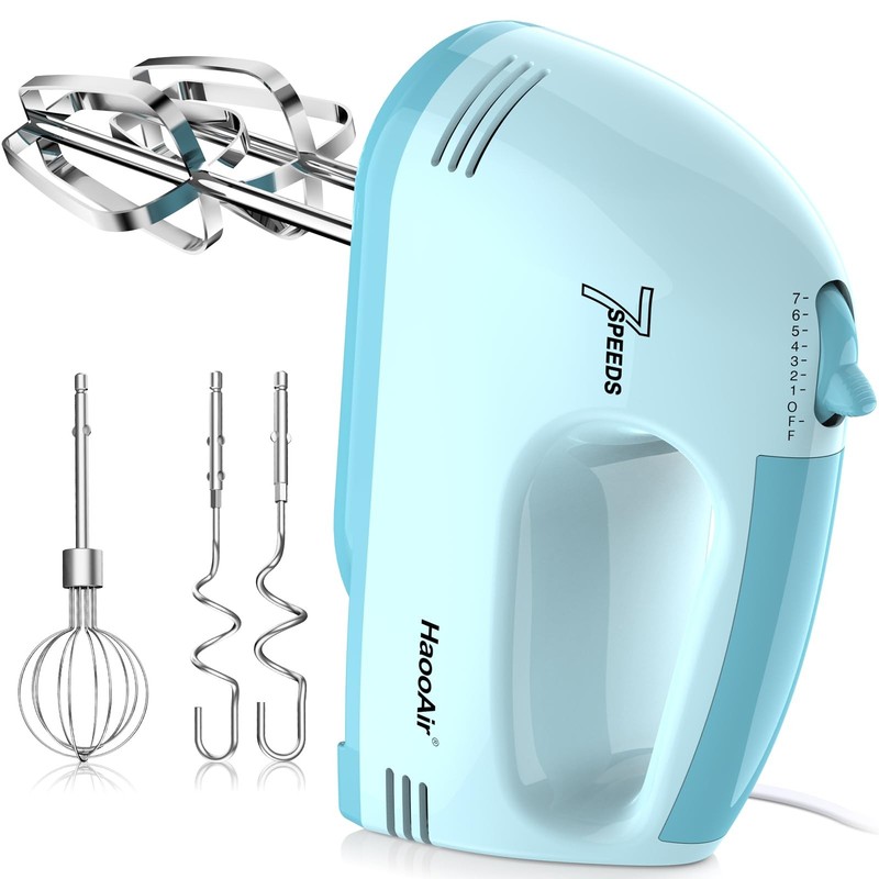 5 PCS Electric Hand Mixer 7-Speed Adjustable Kitchen 2 Hooks 2 Beaters Whisk