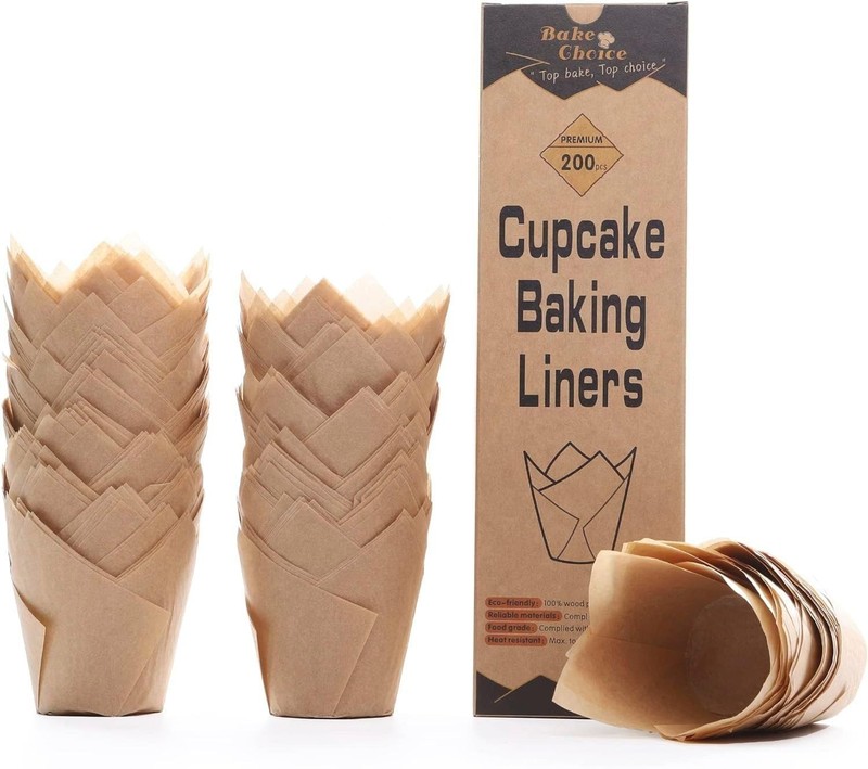 200pcs Natural Tulip Cupcake Liners for Baking Cups Unbleached European Parch... gallery