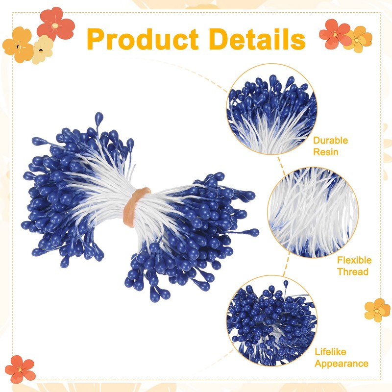 600-Pack 5mm Artificial Pearl Flower Stamens for DIY Crafts[Navy Blue] gallery