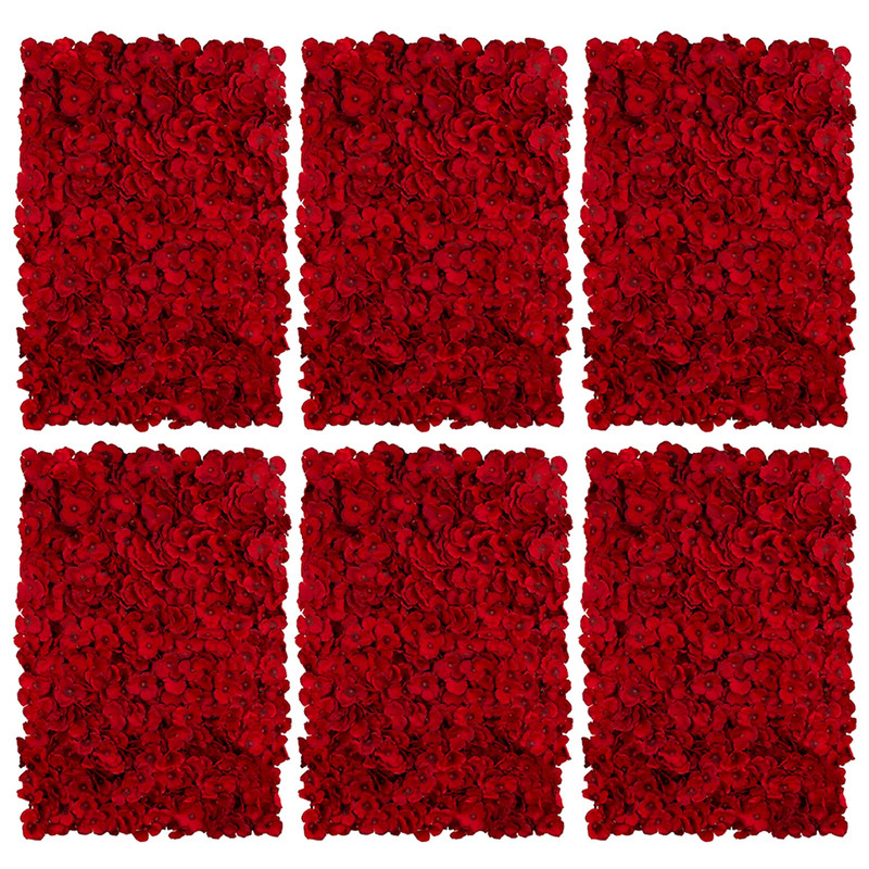 Blosmon Flower Wall Backdrop Red – 6 Pcs 24 X 16 Inch Artificial Hydrangea
