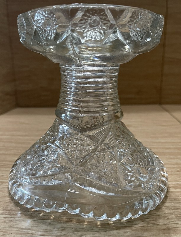 Cut glass pedestal stand punch bowl cake plate serving tray clear MCM VTG