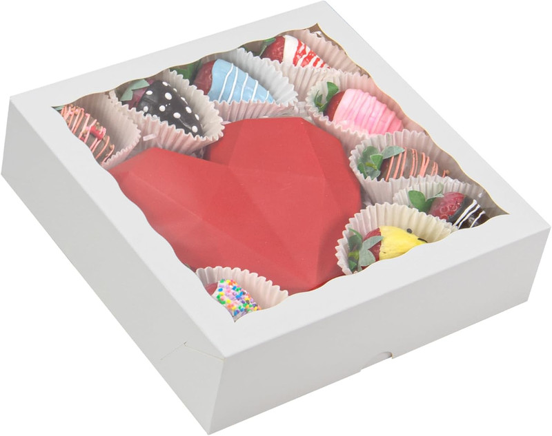 14pcs 9x9x2.5In Bakery Boxes Window Pie Breakable Heart Chocolate Covered gallery