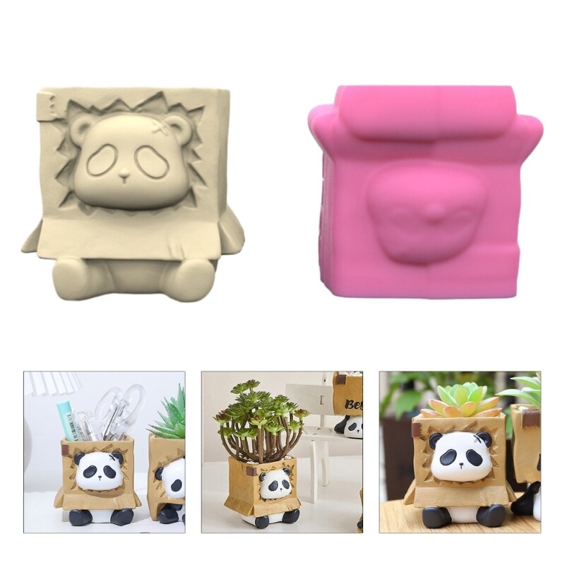 Cute Sitting Panda Shaped Hand-making Silicone Moulds for Succulent Planter Vase gallery