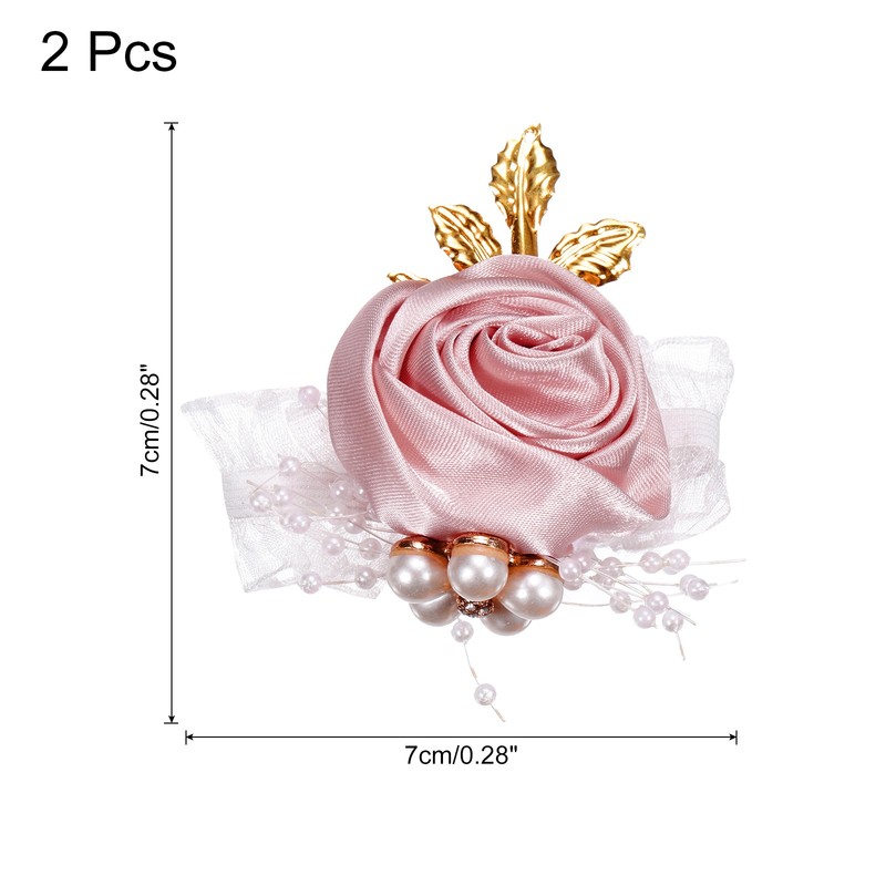 Pink flower bracelet 7x7cm, 2pcs, for Wrist Corsage, dark pink gallery