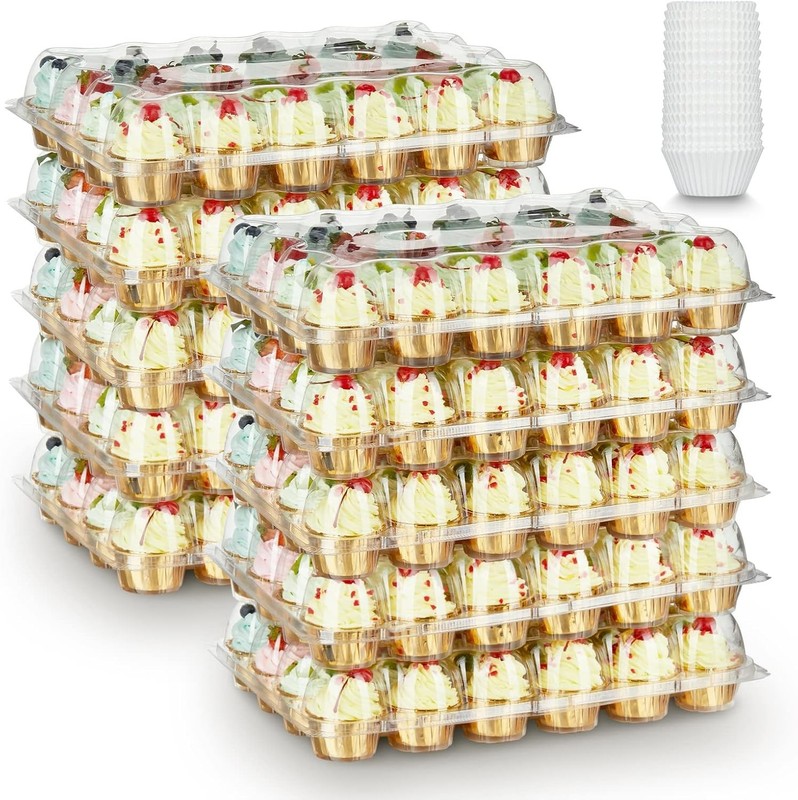 24 Pack x 10 Sets Stackable Cupcake Carrier Holders with 240 Pack Cupcake Lin... gallery