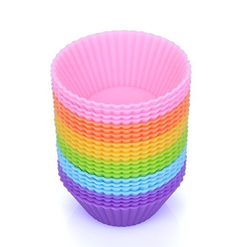 BakeBaking Mini Muffin Pan – Reusable Silicone Cupcake Molds 2in 24 Pack – Sm…