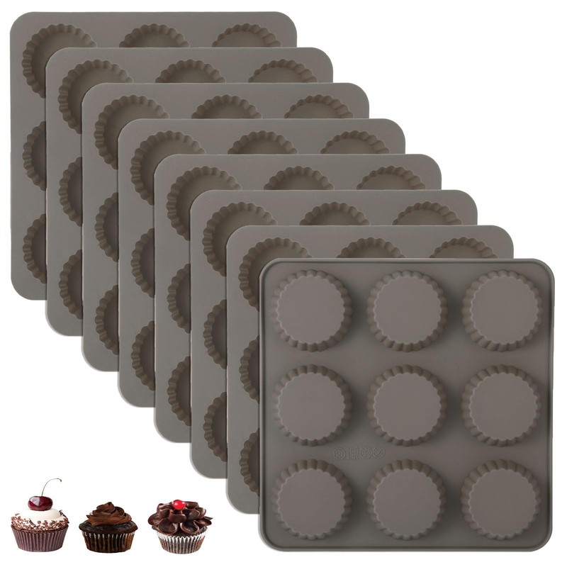8PCS 9 Cup Peanut Butter Cup Mold, Homemade Non-stick Silicone Chocolate Jell…