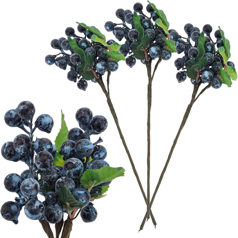Fake Blueberries Artificial Berry Pis for Decor,Artificial Blueberry
