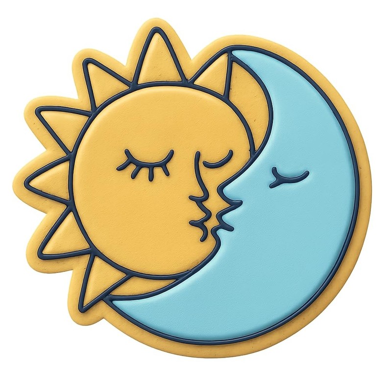 Sun and Moon Kiss Cookie Cutter & Stamp, Fondant & Clay - 4x3.8 gallery