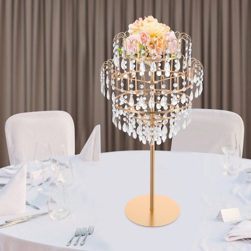 5-Tier Crystal Flower Stand 75cm Gold Clear Iron Acrylic Wedding Centerpiece gallery