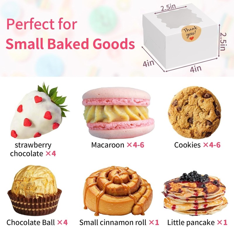 Chic 24pc Bakery Boxes for Cookies and Treats - Easy to Assemble & Eco-Friendly gallery