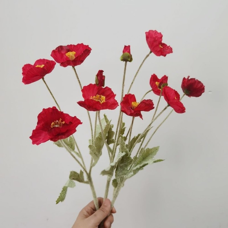 DODXIAOBEUL 3 Bundles of 22 inches Tall Red Poppy Flowers 22 tall,