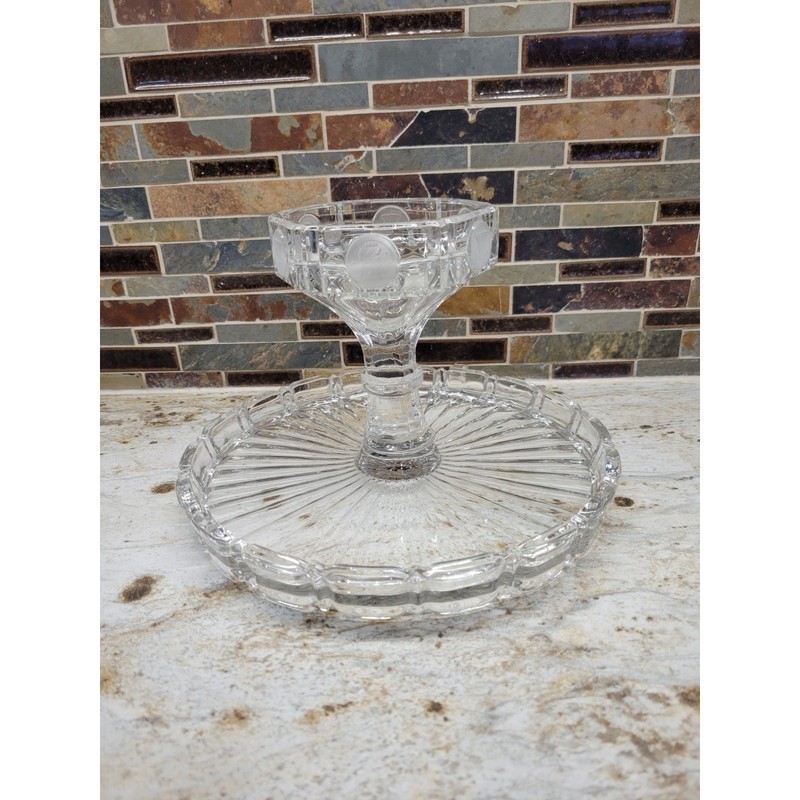 Vintage Fostoria Coin Glass Clear Cake Stand, Plate Cupcake Tray gallery
