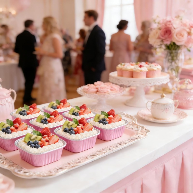 50 Pcs Mini Cake Pans with Lids and Spoons Aluminum Foil Mini Square Baking C... gallery