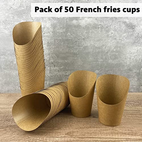 50 Pcs French Fries Holder, 12oz Disposable Paper French Fry 12 Ounces Brown gallery
