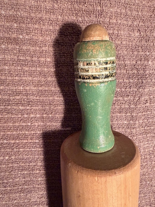 Rustic Farmhouse Kitchen Large 17.5” Green Black White Handle Wooden Rolling Pin gallery