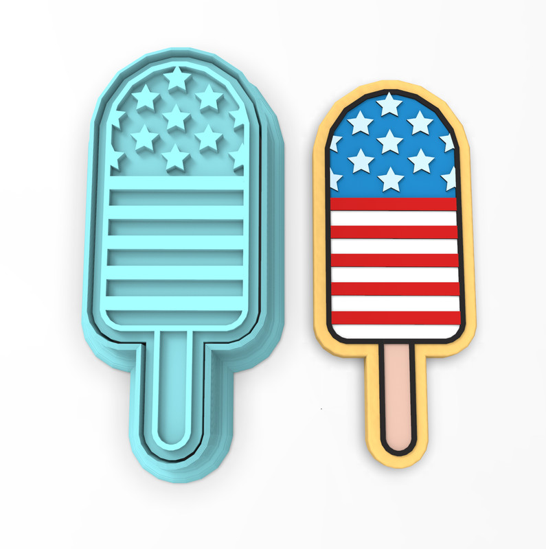 Popsicle Cookie Cutter & Stamp #1 | Summer Ice Cream Freeze Treat America USA