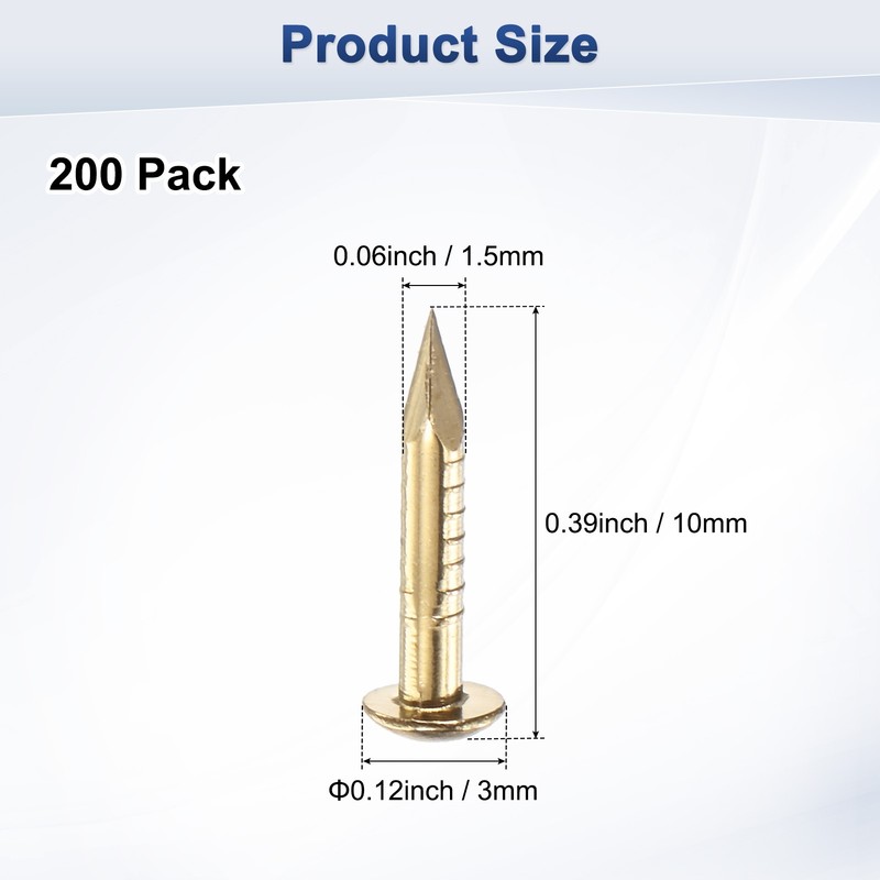 200-Pack Small Nails, 1.5mm x 10mm Brass Nails Round Head gallery