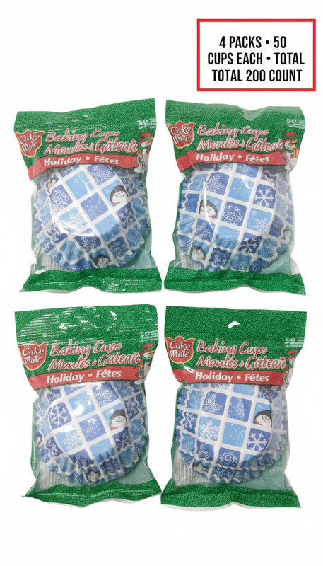 CAKE MATE Christmas Baking Cups No Fade 4 Pkgs of 50 Each