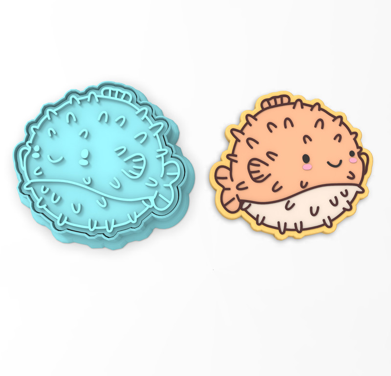 Pufferfish Cookie Cutter & Stamp | Ocean Fish Beach Sand Island Summer Reef
