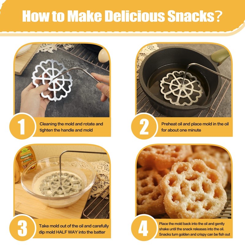 Bunuelos Mold Set with Wooden Handle Lotus Flower Cookie Maker 4.7 Inch gallery