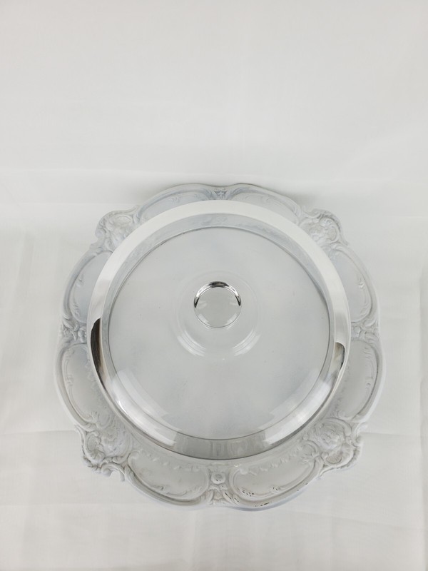 Decorative White Clear Cake Stand with Glass Dome Decoration Only Heavy glass gallery