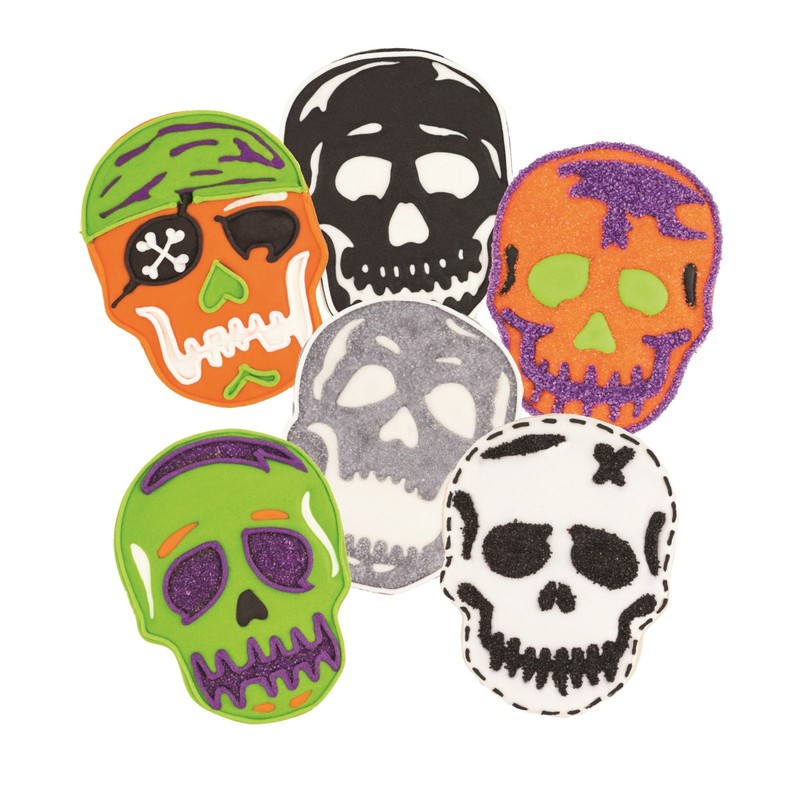Tovolo Skull Cookie Cutter & 6 Design Stamps Set Halloween Day of the Dead