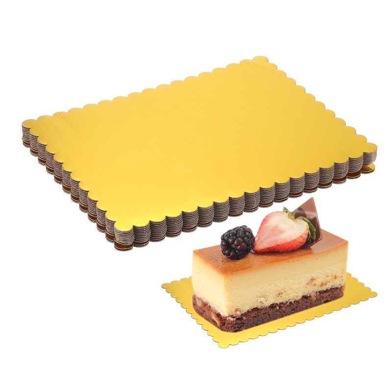 12 Pcs Rectangle Cake Boards, 13.5 x 10 Inch Cake Base Cupcake Cardboard, Gold