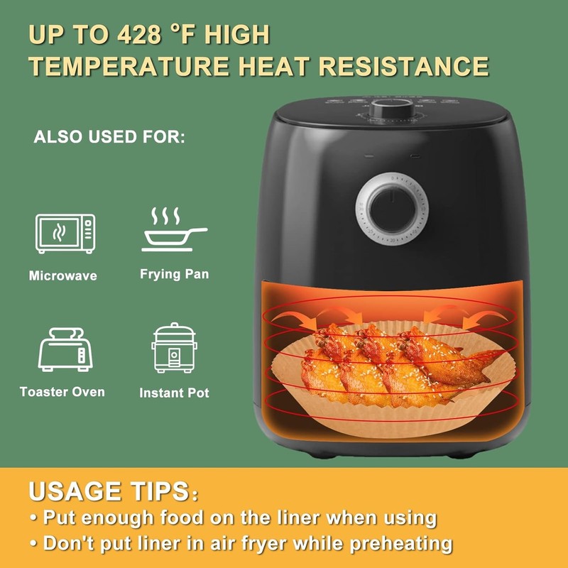Air Fryer Paper Liner, Unbleached & Biodegradable Material, Disposable gallery