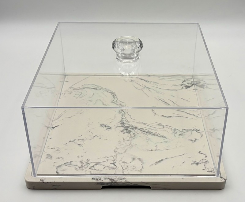 11 Inch Square White Marble Cake Stand