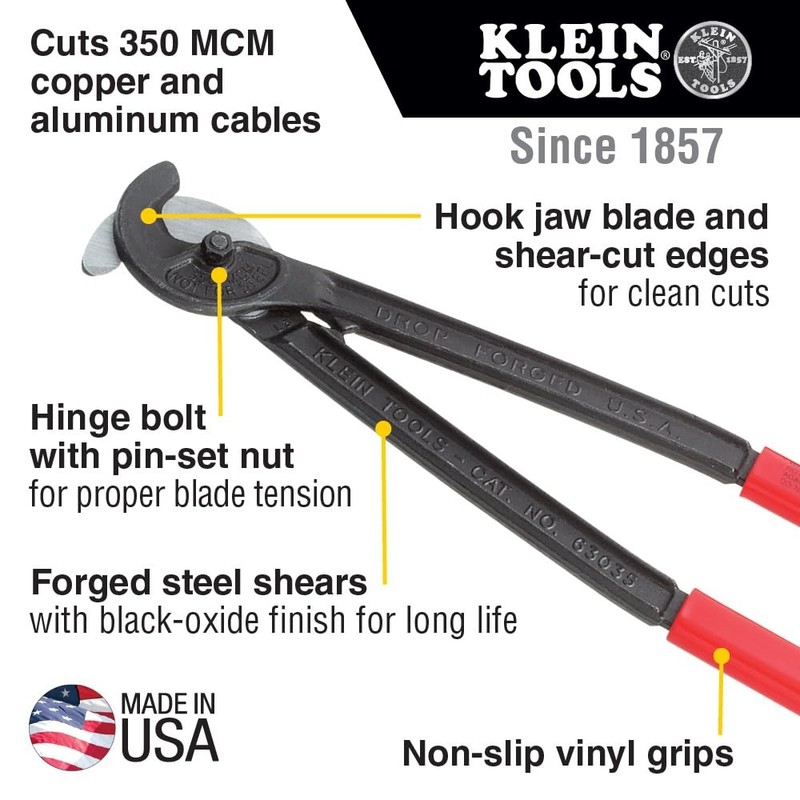 Klein Tools 63035 Utility Cable Cutter Made In Usa For Mcm Copper And 350 Mcm gallery