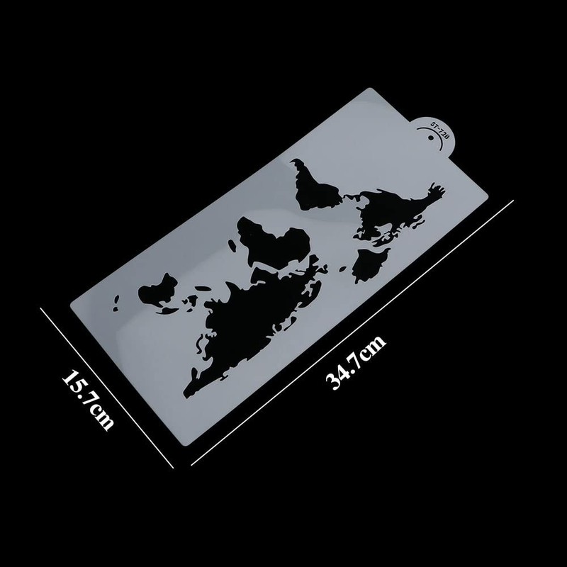 World Map Design Cake Stencil, Plastic Hollow Printing Cake Decorative Flower... gallery