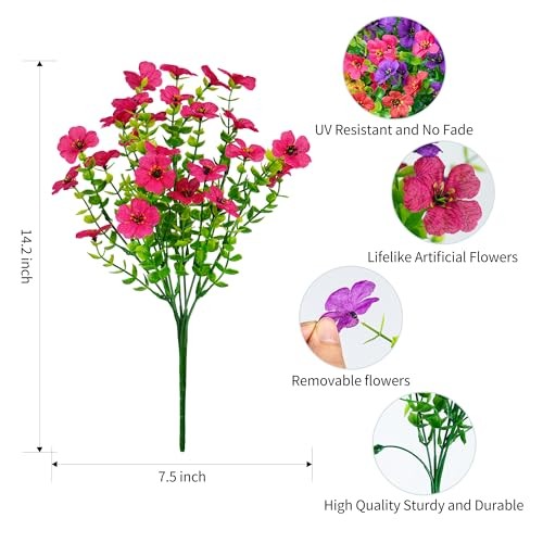 Bundles Artificial Fake Flowers Plants for 16 Mix Red Purple Yellow Fuchsia gallery