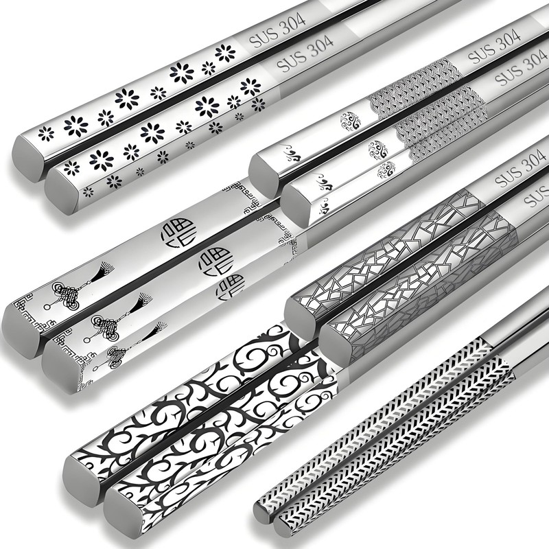 Stainless Steel Chopsticks 5 Pairs Metal Chopsticks Reusable Dishwasher Safe …
