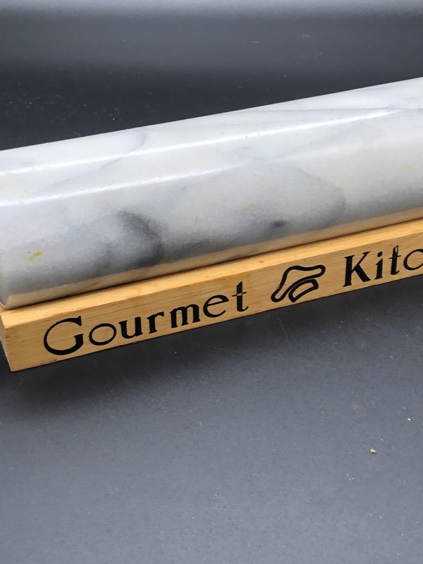 Vintage Marble Gourmet Rolling Pin With Wooden Cradle for Baking Cooking